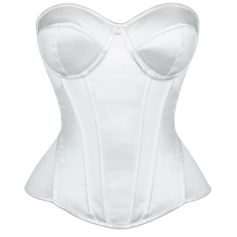 Boning Corset Steel - Corsé blanco para mujer, top bustier